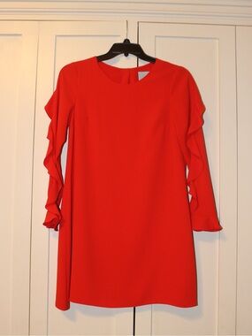 CeCe Bright Red Long Sleeve Ruffle Mini Dress | Size 4